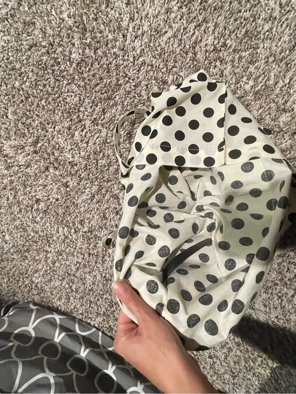 BIMBA Y LOLA Black Dot White Cotton Tote Bag
